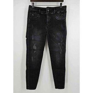 Tissini Womens Black Distressed Stretch Jeans Button Zip Closure Sz 13